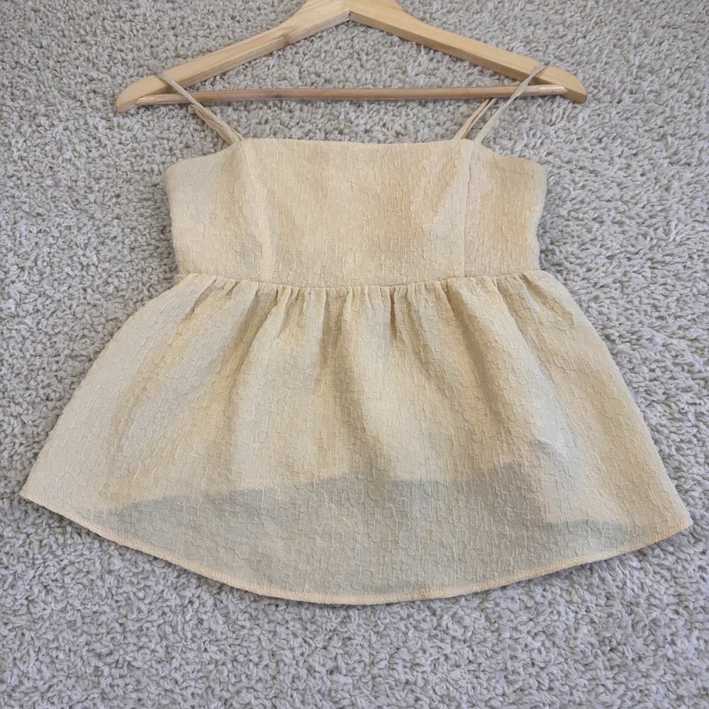 Elodie Women's XS Yellow Textured Babydoll Cami Tank Top Smocked Back